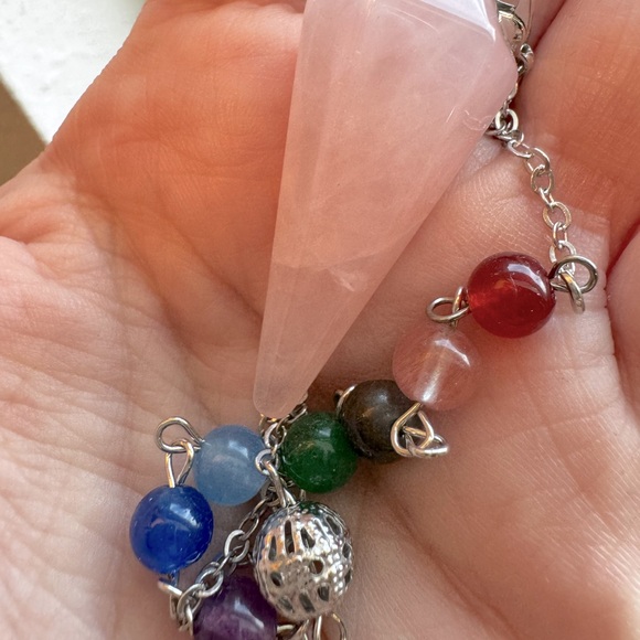 New Rose quartz, pendulum with chakra beads comes with the bag! - Picture 4 of 5